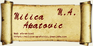 Milica Apatović vizit kartica